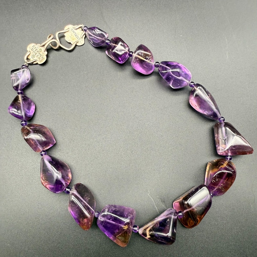 Stephen Dweck Signed‎ Ametrine Nugget Necklace | Sterling Silver Clasp | Artisan - Picture 6 of 12